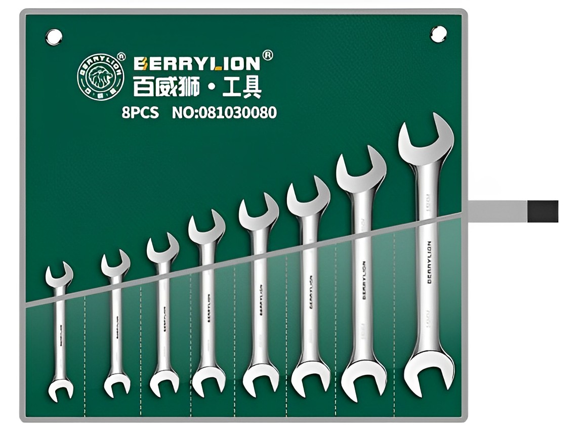 Hình ảnh 5 của mặt hàng Bộ 8 cờ lê 2 đầu miệng xi bóng 5.5X7-22X24mm Berrylion 081030080