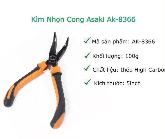 Hình ảnh 5 của mặt hàng Kìm mũi cong mini 5" Asaki AK-8366