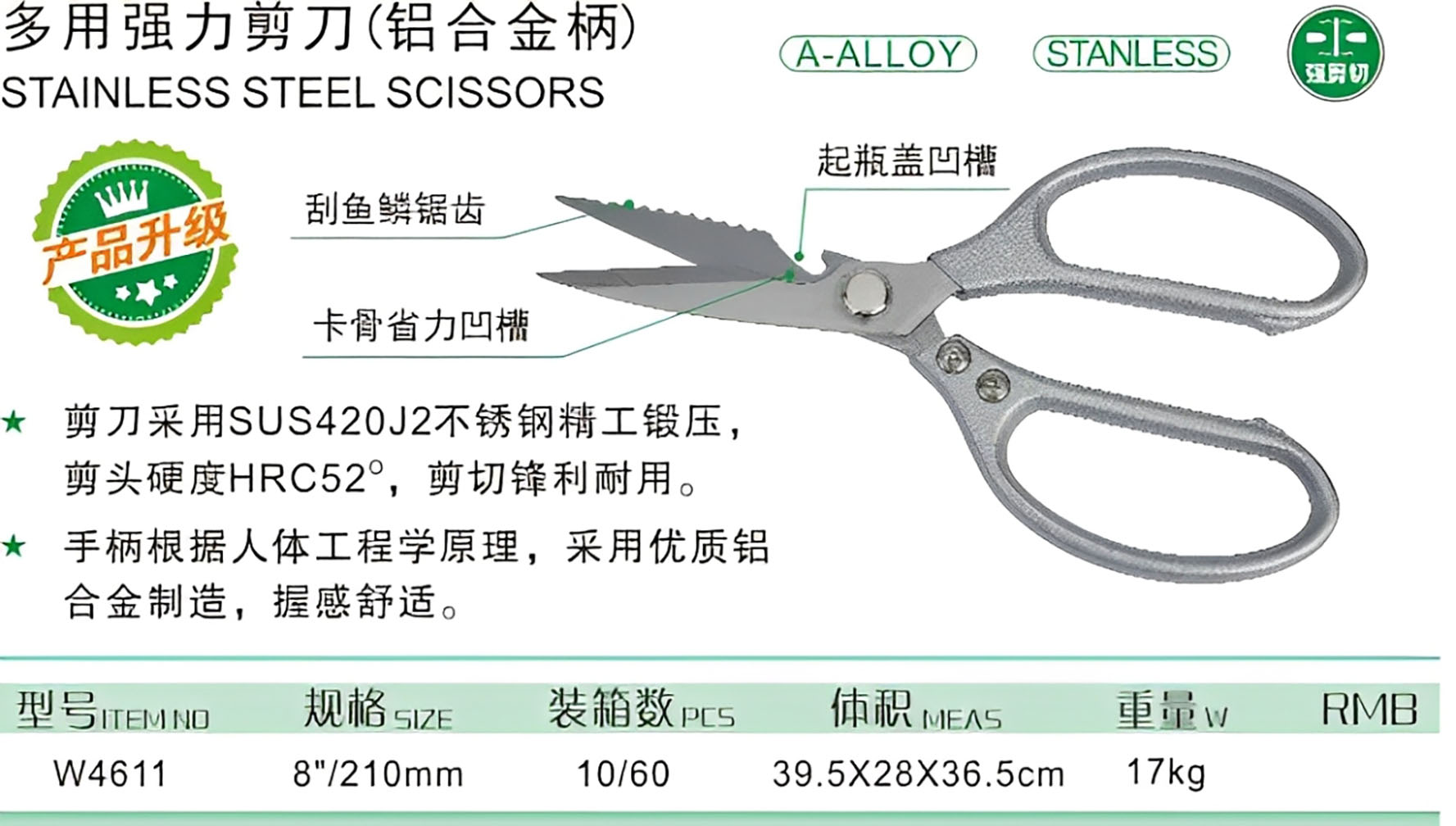 Hình ảnh 7 của mặt hàng Kéo vải đa năng cán trắng cao cấp Wynns W4611