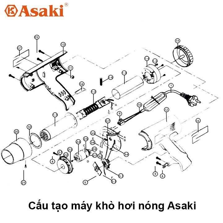 Hình ảnh 8 của mặt hàng Máy Khò Hơi Nóng 2000W Asaki AK-9013