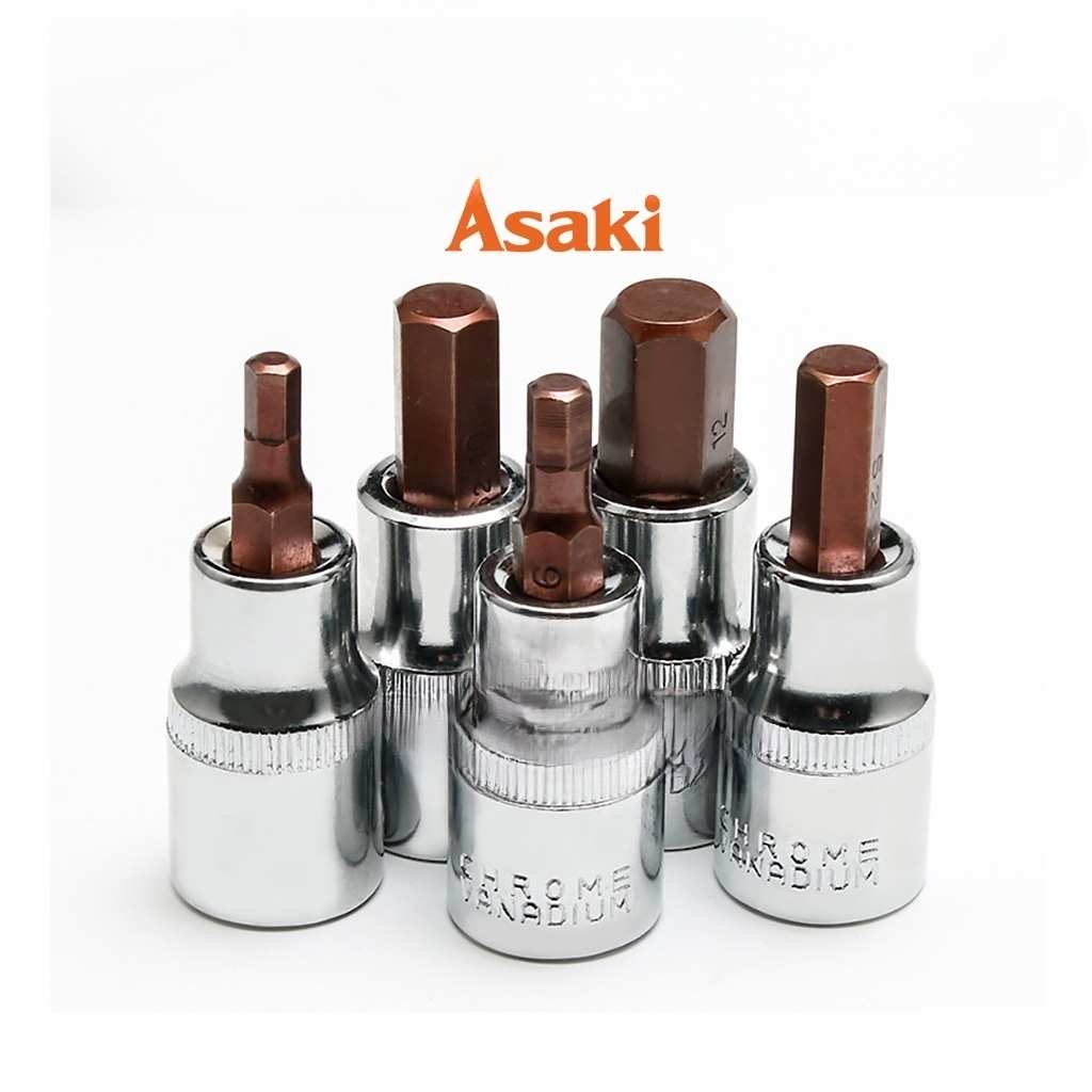 Hình ảnh 5 của mặt hàng Đầu tuýp gắn mũi lục giác (thép S2) H6x38mm Asaki AK-7328