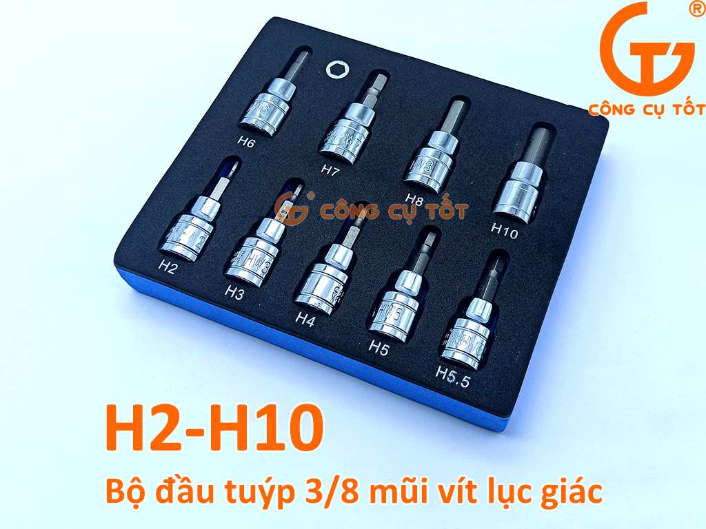 Hình ảnh 1 của mặt hàng Đầu tuýp 3/8" gắn mũi lục giác (thép S2) H6x50mm Asaki AK-7355