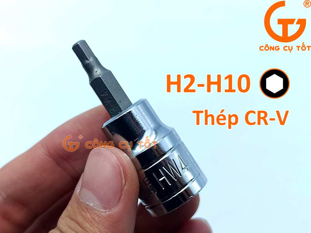 Hình ảnh 3 của mặt hàng Đầu tuýp 3/8" gắn mũi lục giác (thép S2) H5x50mm Asaki AK-7354