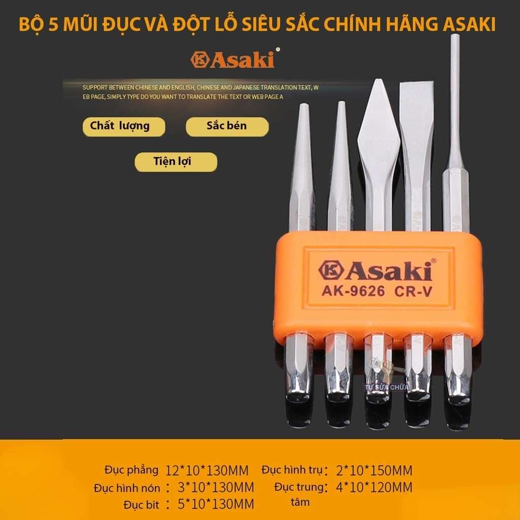 Hình ảnh 3 của mặt hàng Bộ 6 mũi đột có chốt Asaki AK-9628