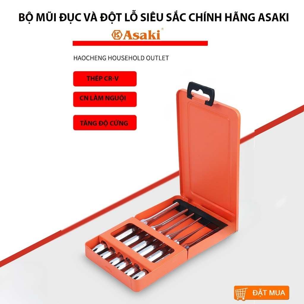 Hình ảnh 6 của mặt hàng Bộ 6 mũi đột có chốt Asaki AK-9628