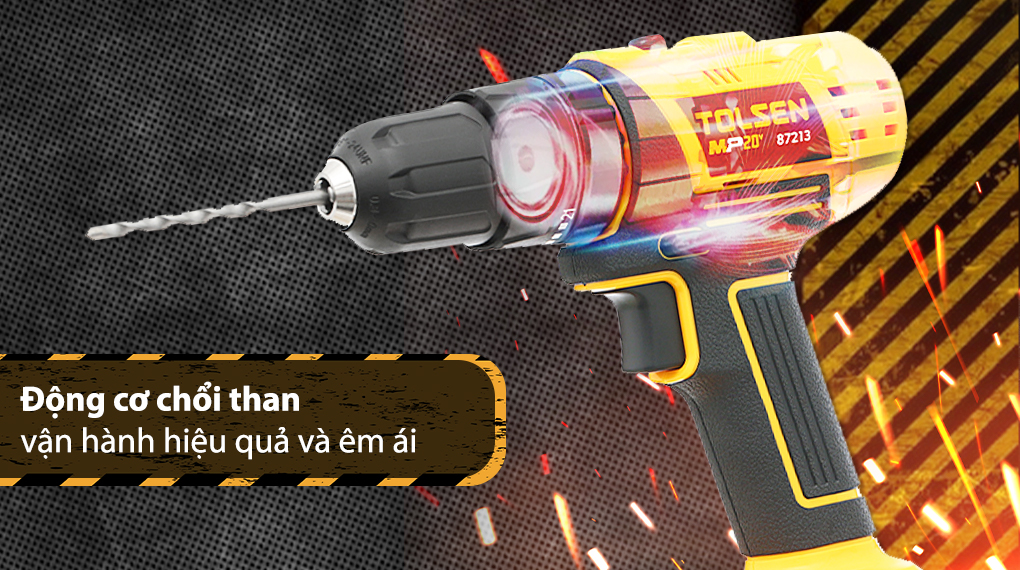 Hình ảnh 6 của mặt hàng MÁY KHOAN PIN 20V 10MM (CÓ BÚA ) TOLSEN 87213