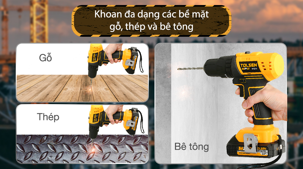 Hình ảnh 8 của mặt hàng MÁY KHOAN PIN 20V 10MM (CÓ BÚA ) TOLSEN 87213