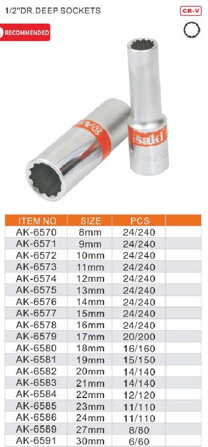 Hình ảnh 1 của mặt hàng Đầu tuýp dài 1/2″-19mm 12 góc ASAKI AK-6581