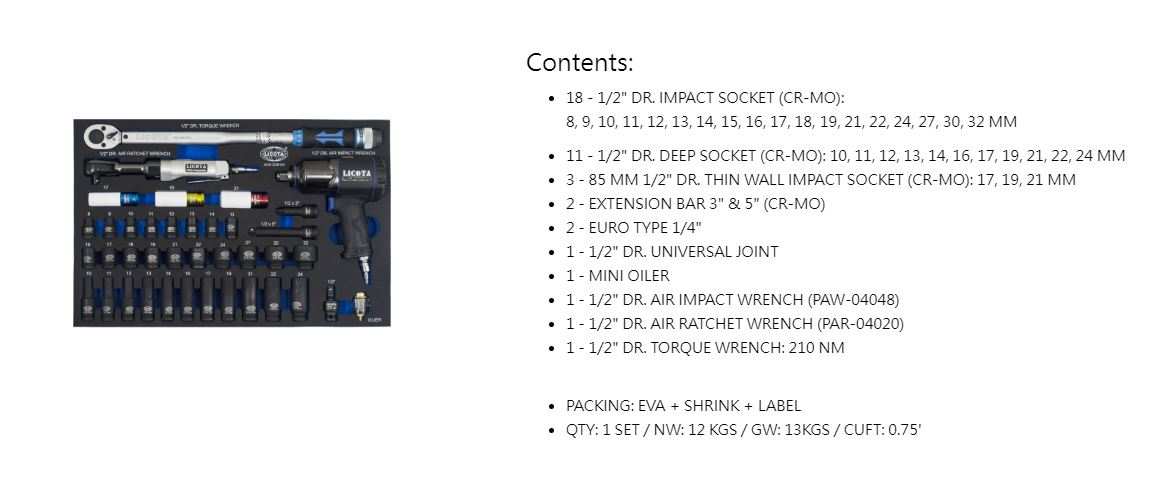 Hình ảnh 5 của mặt hàng Bộ 41 chi tiết đầu tuýp 1/2" và dụng cụ siết LICOTA