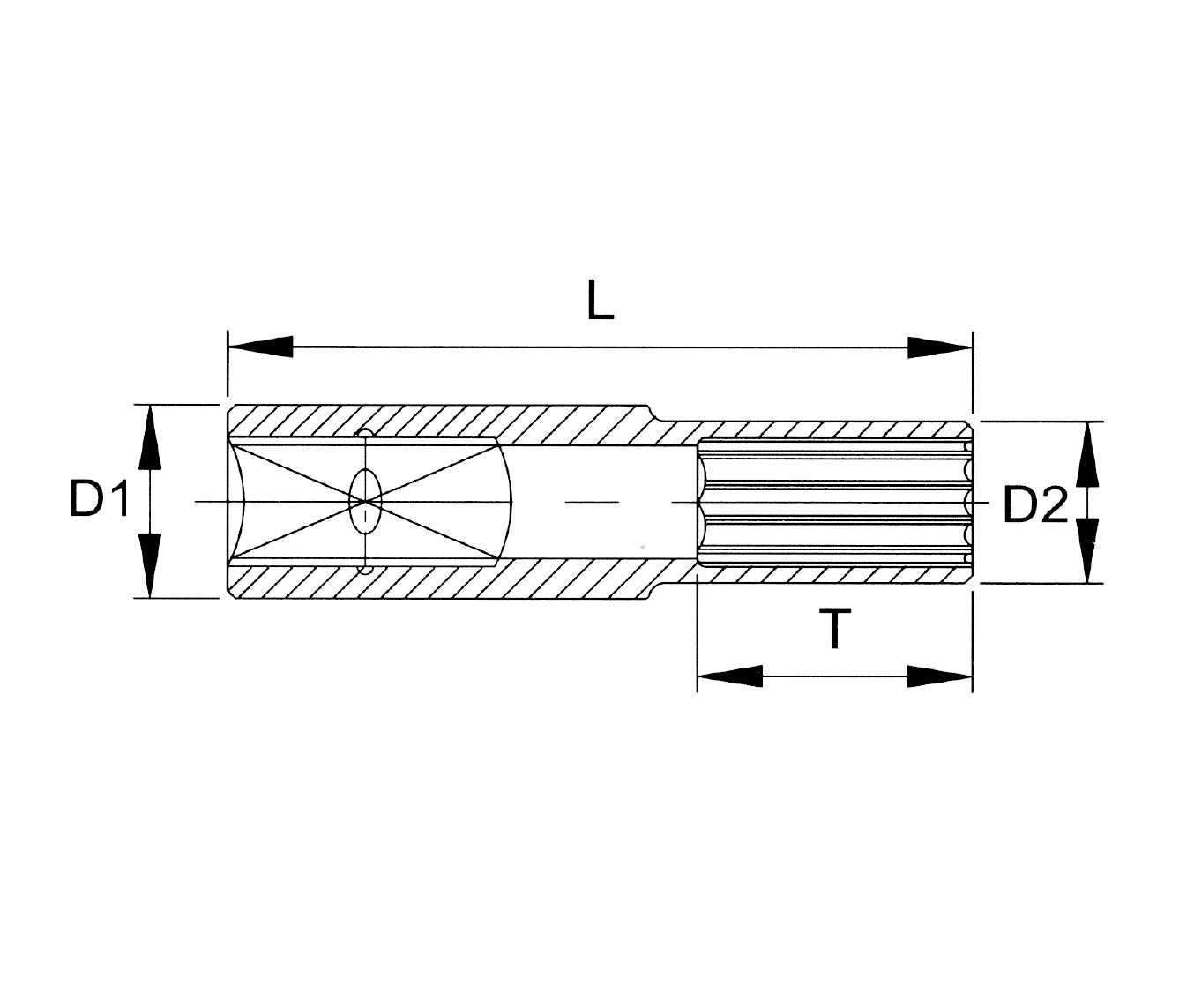 Hình ảnh 1 của mặt hàng Đầu tuýp dài  1/4" Spline 4mm LICOTA