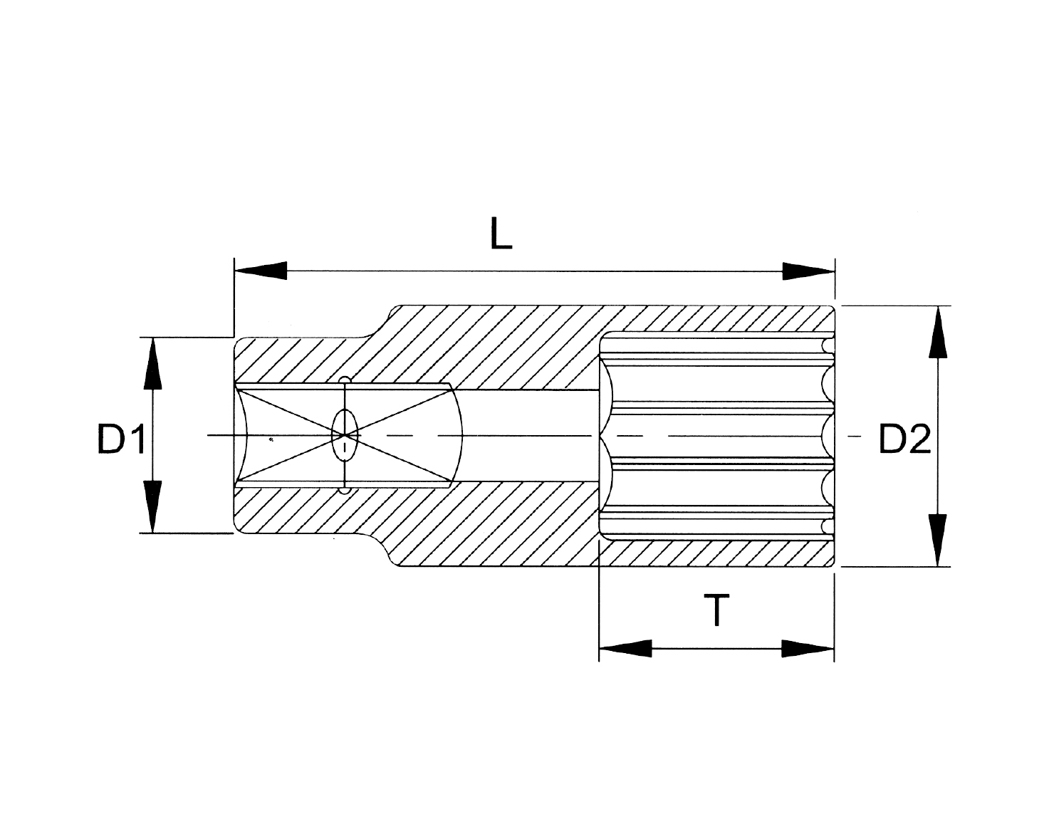 Hình ảnh 1 của mặt hàng Đầu tuýp dài 1/4" Spline 14mm LICOTA