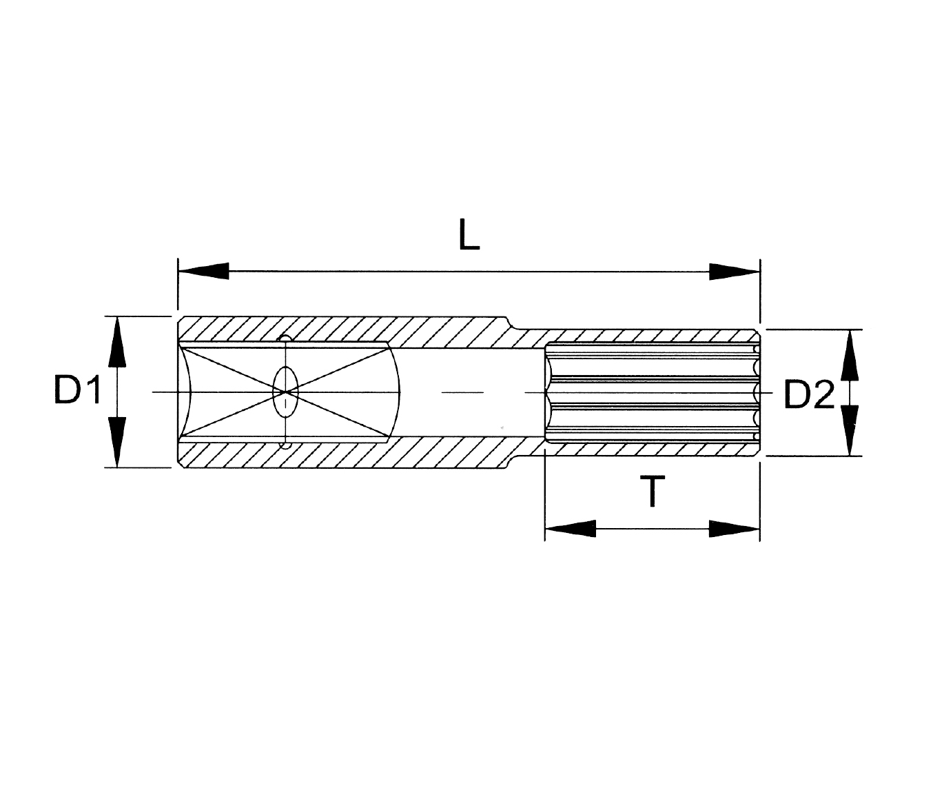 Hình ảnh 1 của mặt hàng Đầu tuýp dài 1/4" Spline 7mm LICOTA