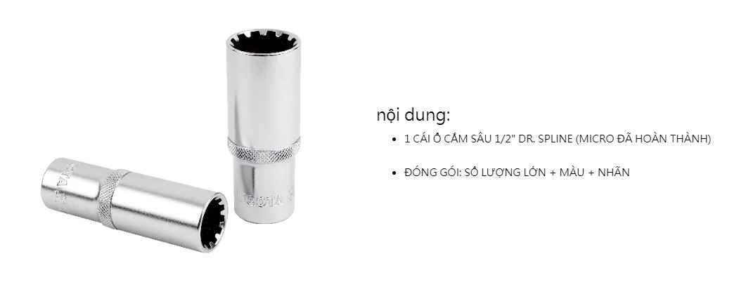 Hình ảnh 15 của mặt hàng Đầu tuýp dài 1/2" Spline 30mm LICOTA