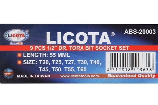 Hình ảnh 4 của mặt hàng Bộ 9 đầu tuýp mũi vít Torx 1/2" LICOTA