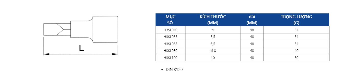 Hình ảnh 8 của mặt hàng Đầu tuýp mũi vít dẹp 3/8" 4mm LICOTA