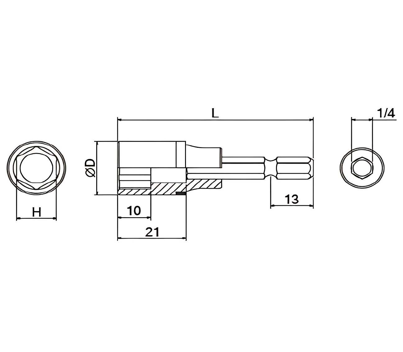 Hình ảnh 1 của mặt hàng Khẩu vặn ốc chuôi lục 24mm dài 80mm LICOTA BNT08024