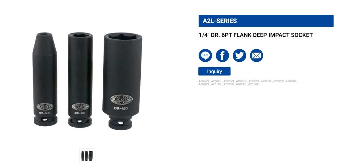 Hình ảnh 3 của mặt hàng Đầu tuýp đen dài 1/4" 6 góc Flank 9mm LICOTA