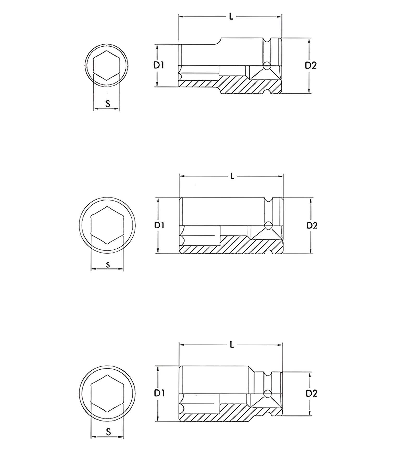 Hình ảnh 1 của mặt hàng Đầu tuýp đen 1/2" 6 góc Flank 1-3/16" LICOTA