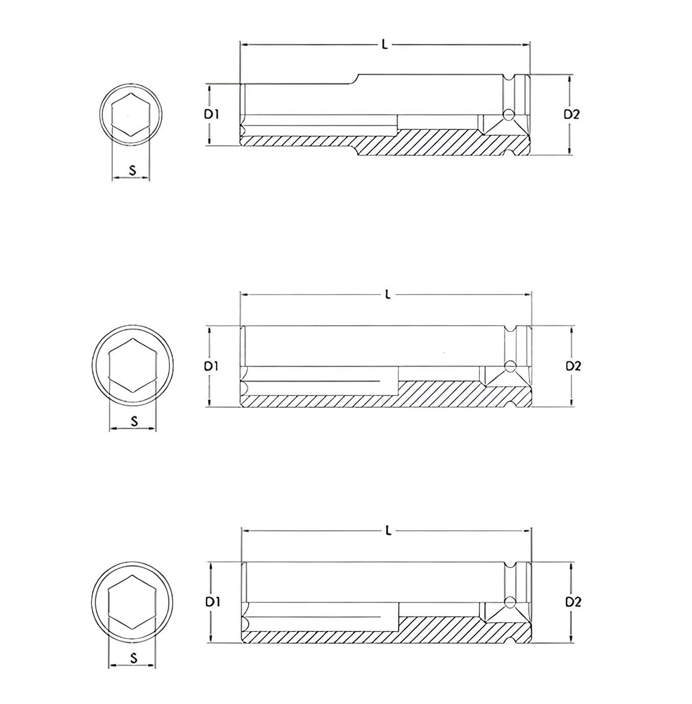 Hình ảnh 1 của mặt hàng Đầu tuýp đen dài 1/2" 6 góc Flank 46mm LICOTA