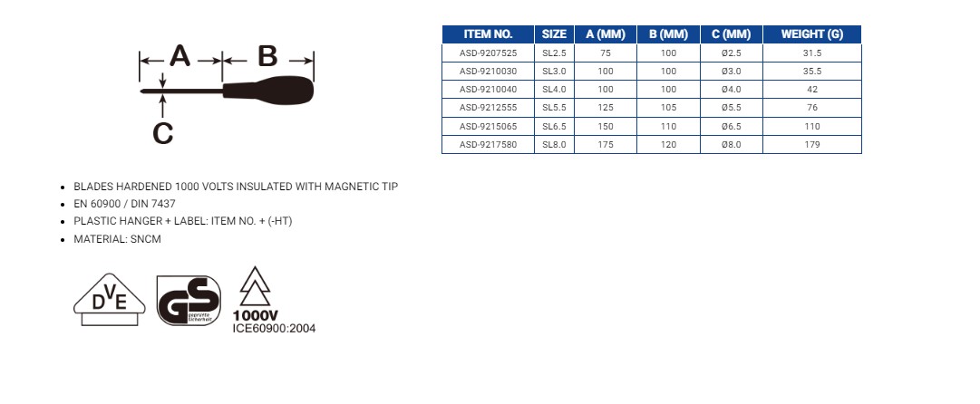 Hình ảnh 2 của mặt hàng Tua vít hai màu 10cm SL4.0 LICOTA