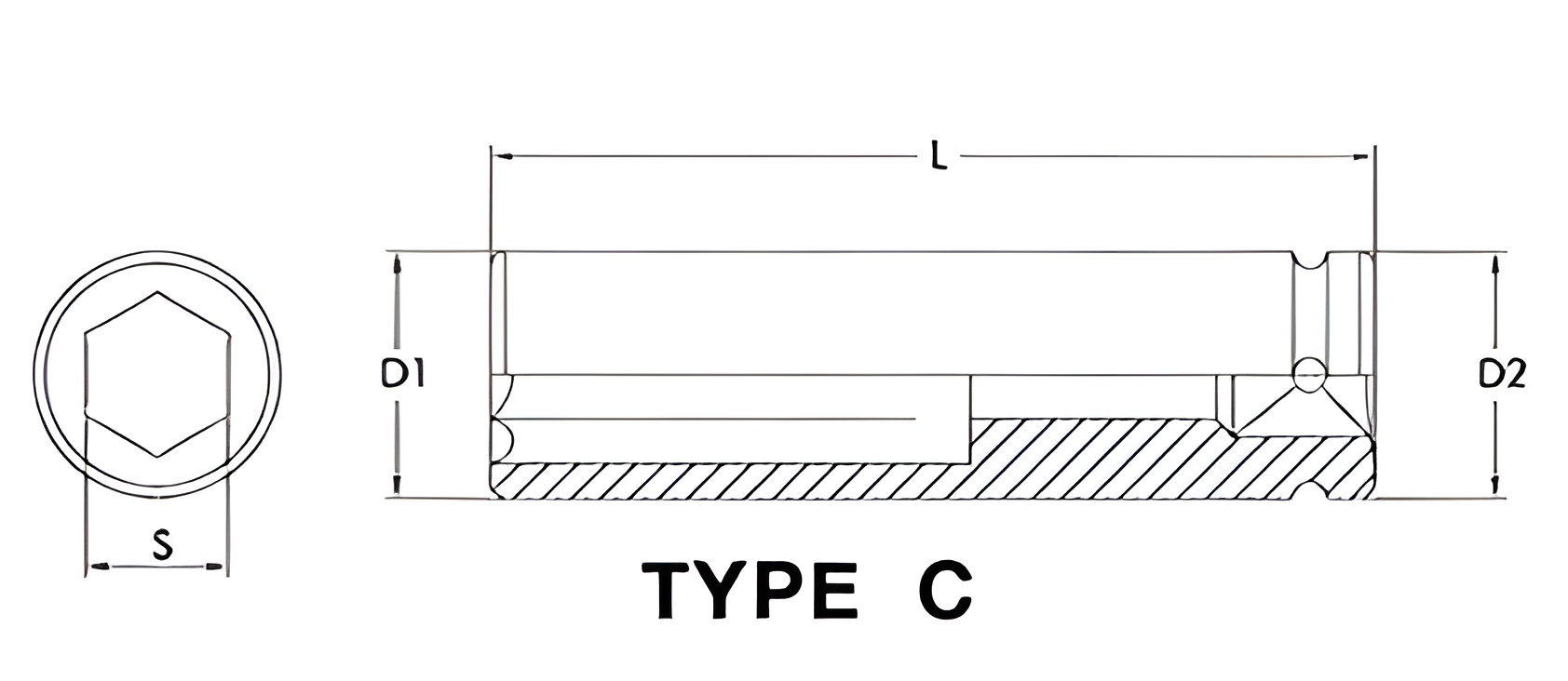 Hình ảnh 1 của mặt hàng Đầu tuýp đen dài 1" 55mm 6 góc Flank LICOTA