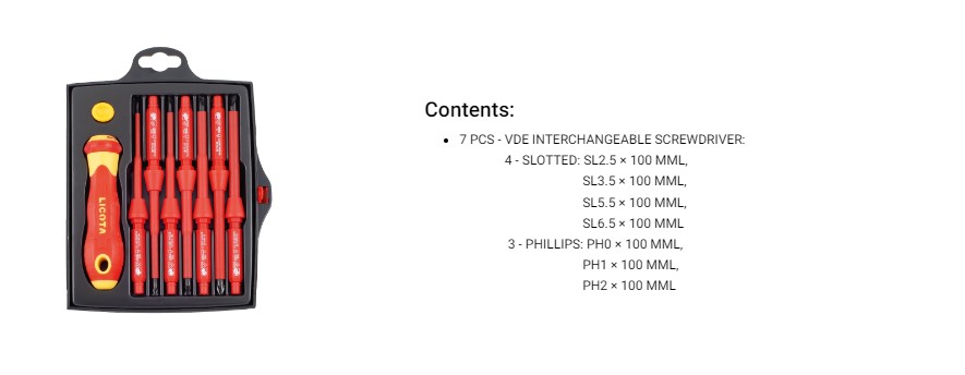 Hình ảnh 3 của mặt hàng Bộ tua vít 7 chi tiết LICOTA ASD-CVS103K