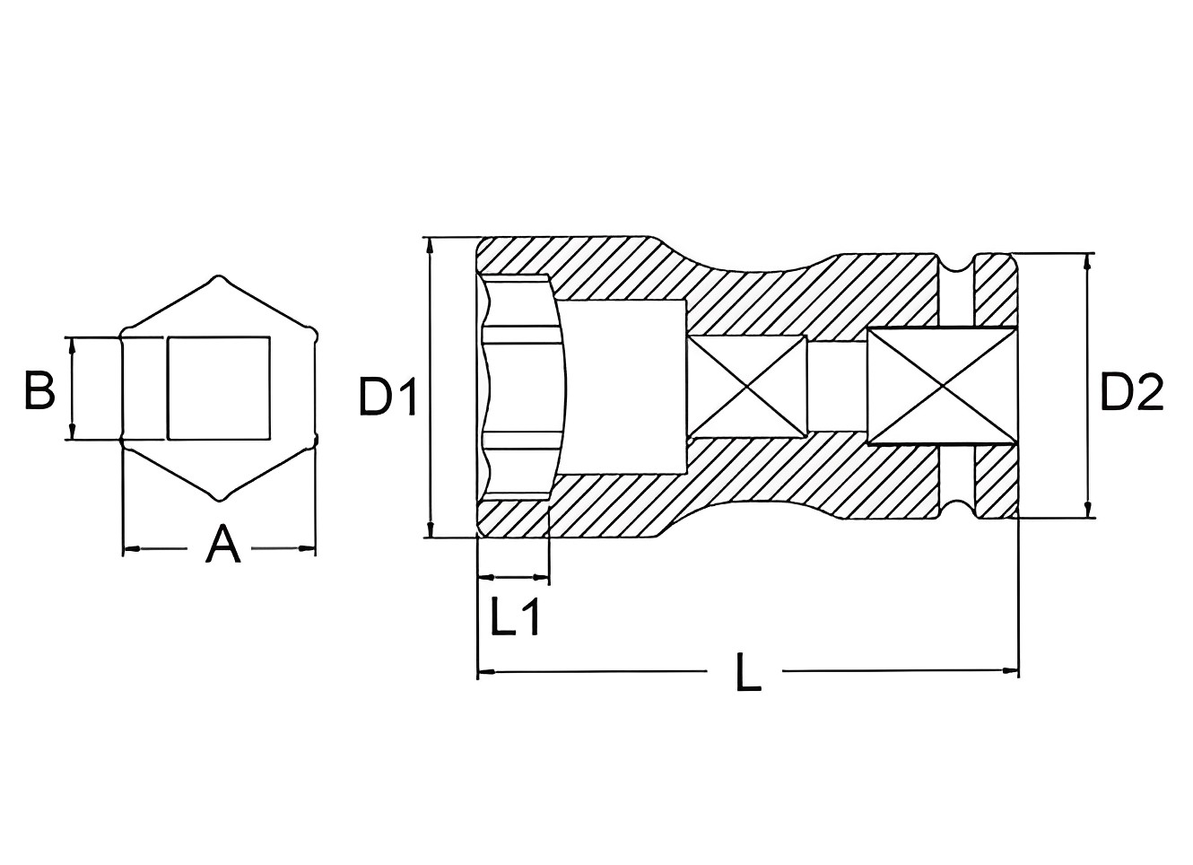 Hình ảnh 1 của mặt hàng Đầu tuýp đen 3/4" hai đầu kết hợp lục giác 1-1/2" và vuông 13/16" LICOTA A61-3821