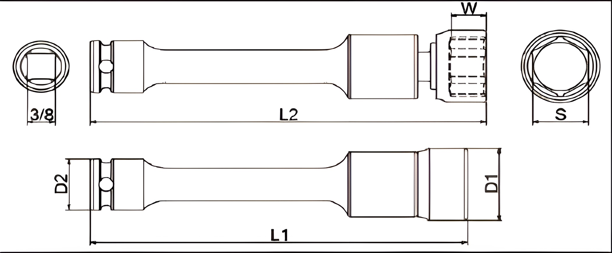 Hình ảnh 1 của mặt hàng Đầu tuýp 3/8" lắc léo 14mm dài 10inch LICOTA AEB-US314C