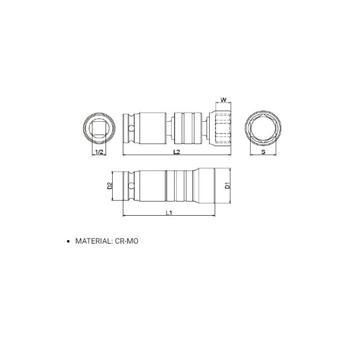 Hình ảnh 10 của mặt hàng Đầu khẩu lục giác 3 đoạn 1/2" 27mm LICOTA A3US427