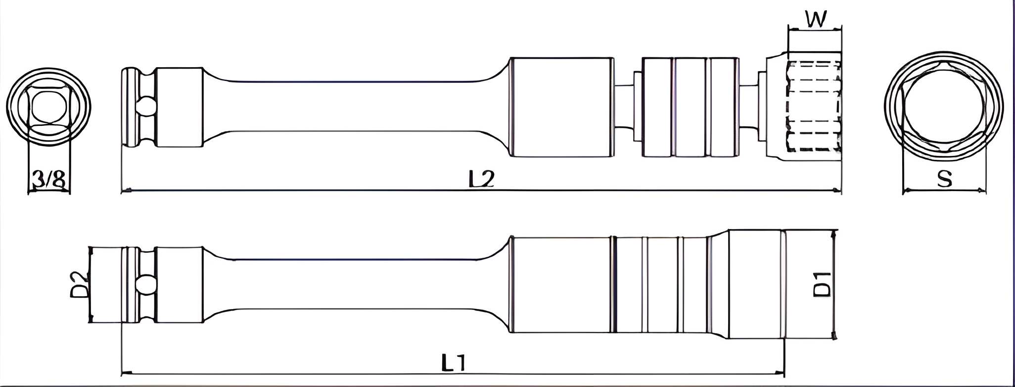 Hình ảnh 1 của mặt hàng Đầu tuýp vặn ốc 3/8" lắc léo 13mm dài 9inch LICOTA