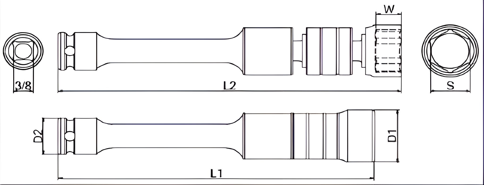 Hình ảnh 1 của mặt hàng Đầu tuýp vặn ốc 3/8" lắc léo 15mm dài 11inch LICOTA