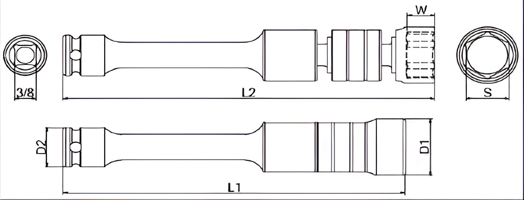 Hình ảnh 1 của mặt hàng Đầu tuýp vặn ốc 3/8" lắc léo 21mm dài 9inch LICOTA