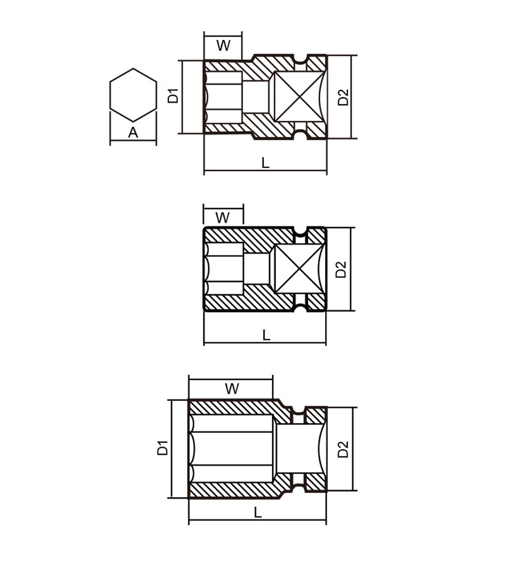 Hình ảnh 1 của mặt hàng Bộ 10 đầu tuýp 6 góc Flank 1/4" LICOTA