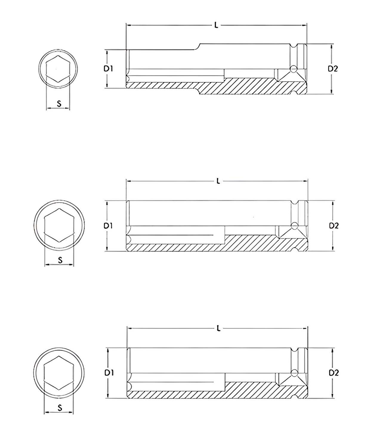 Hình ảnh 1 của mặt hàng Bộ 5 đầu tuýp dài 1/2" LICOTA