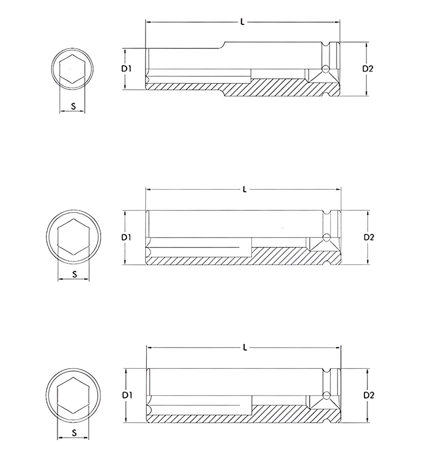 Hình ảnh 1 của mặt hàng Bộ 8 đầu tuýp dài 3/4" 26-38mm LICOTA