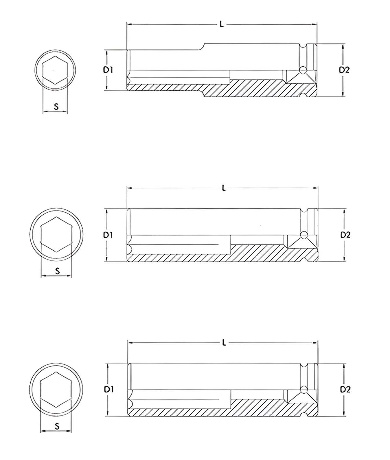 Hình ảnh 1 của mặt hàng Bộ 8 đầu tuýp dài 3/4" 26-38mm LICOTA