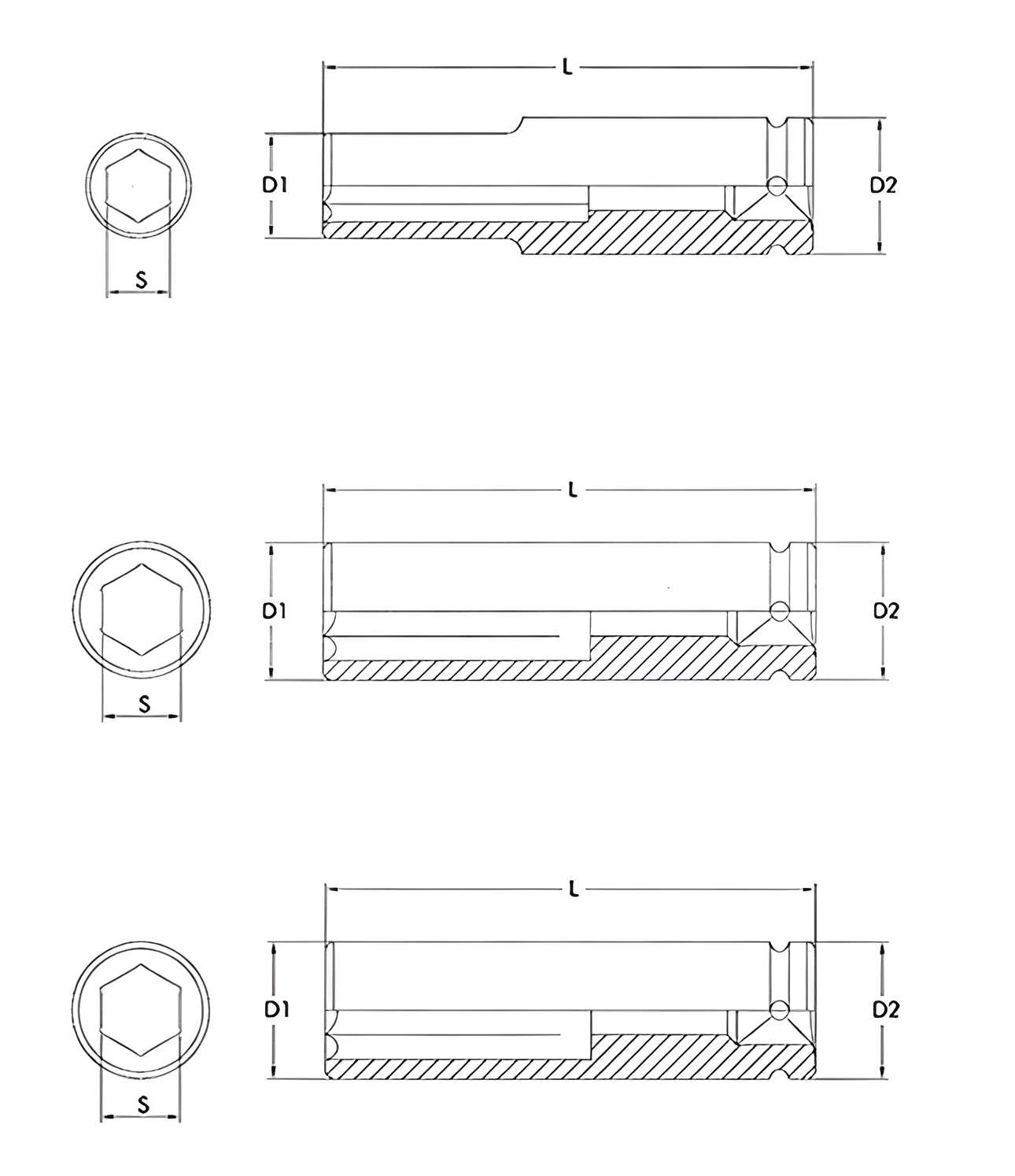 Hình ảnh 1 của mặt hàng Bộ 8 đầu tuýp dài 1" 21-41mm LICOTA