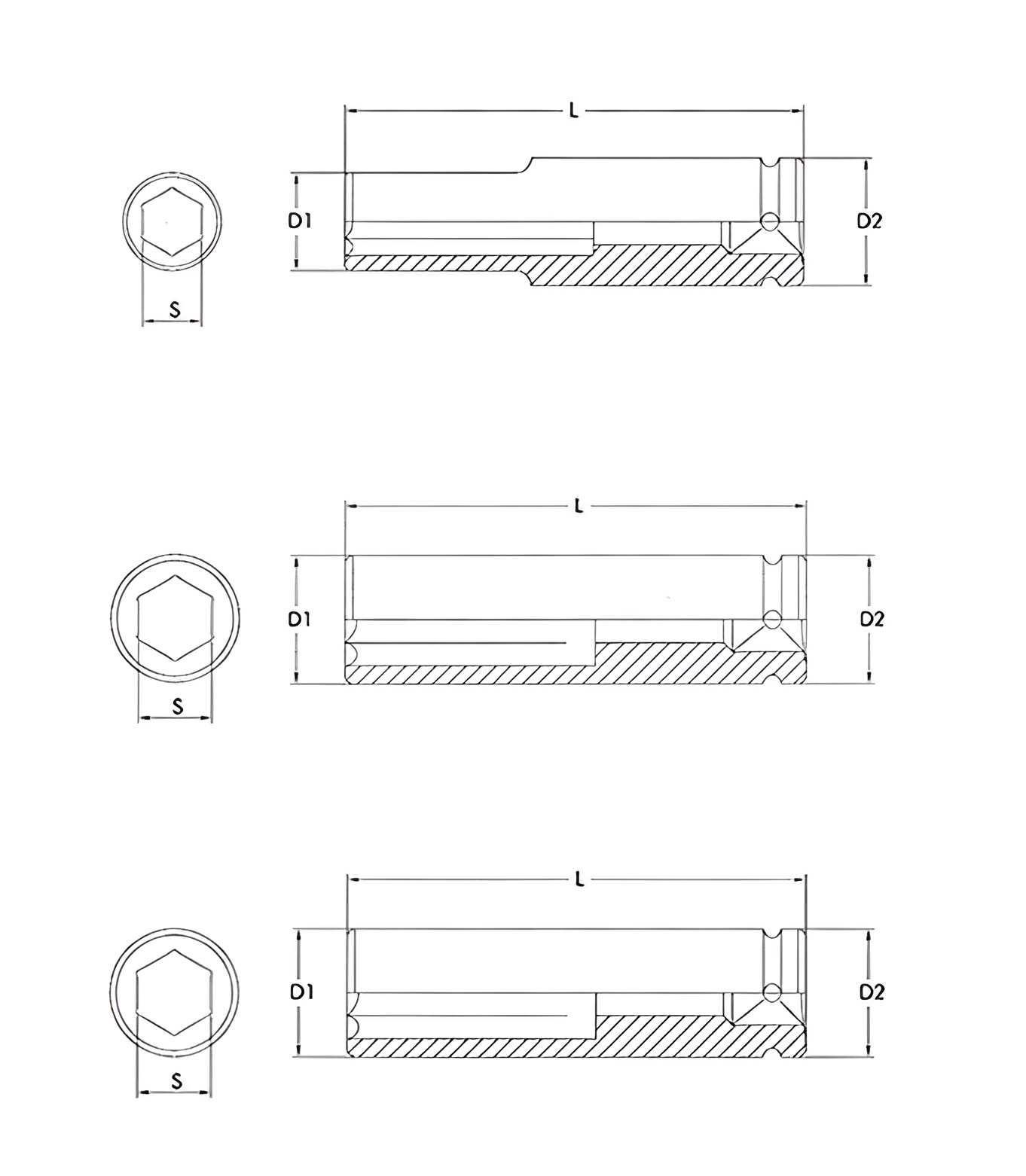 Hình ảnh 1 của mặt hàng Bộ 5 đầu tuýp dài 1" 24-32mm LICOTA