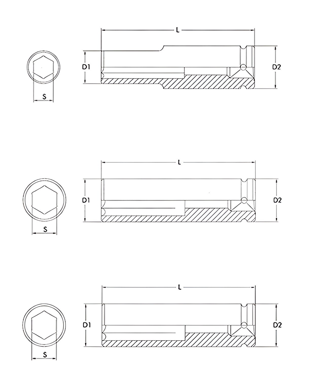 Hình ảnh 1 của mặt hàng Bộ 9 đầu tuýp dài 1" 24-50mm LICOTA