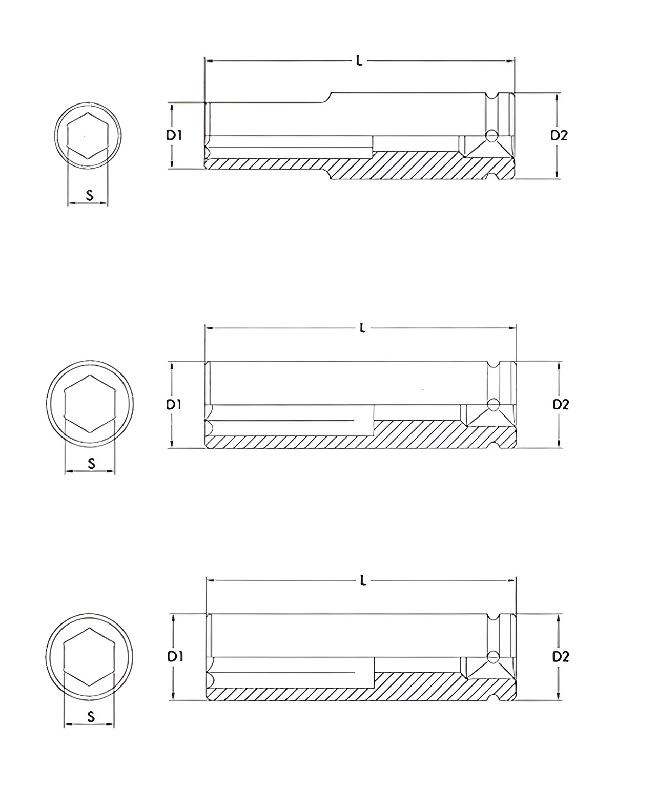 Hình ảnh 1 của mặt hàng Bộ 9 đầu tuýp dài 1" 1-2 inch LICOTA