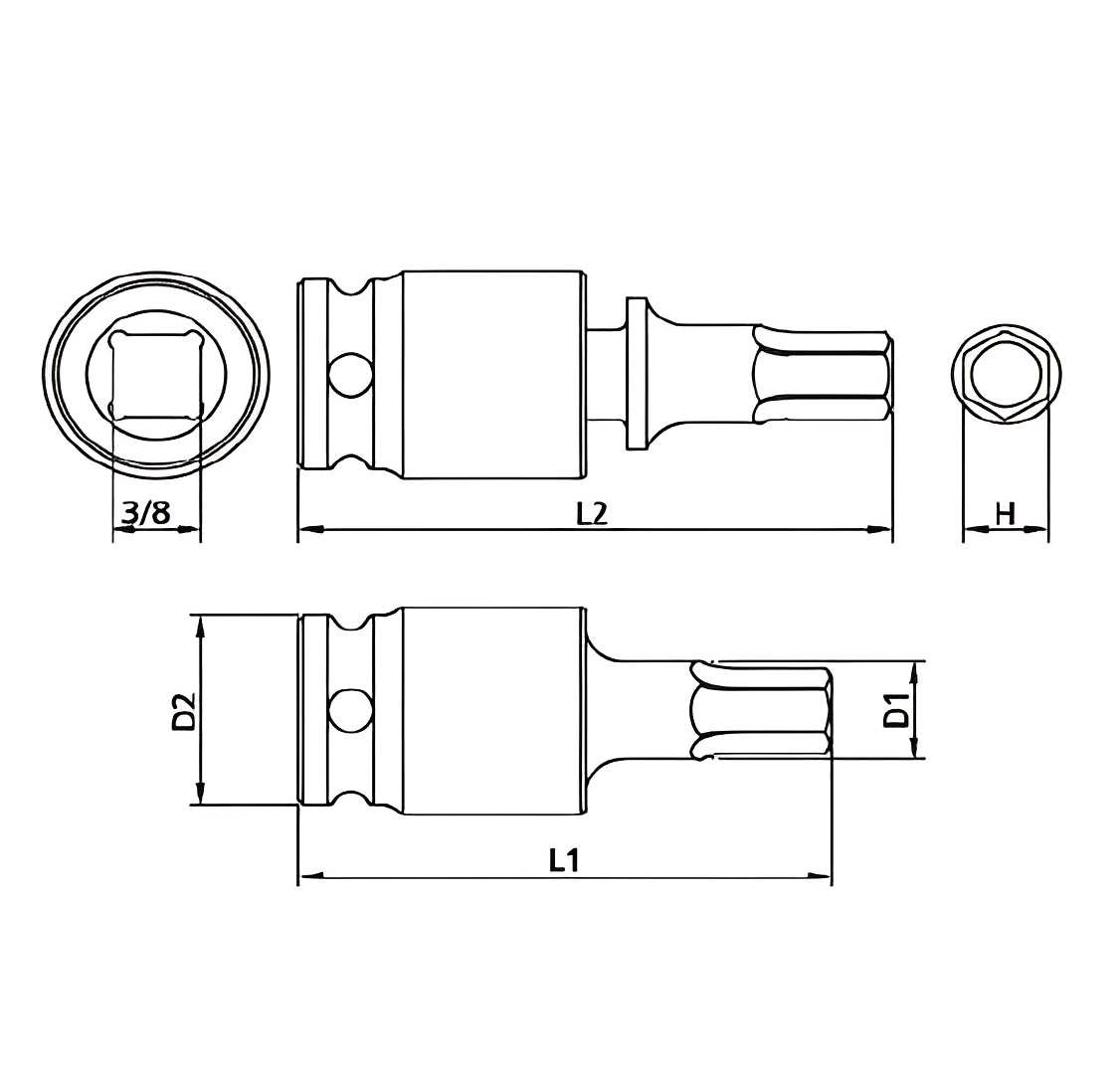 Hình ảnh 1 của mặt hàng Bộ 9 đầu tuýp đen 3/8" lục giác lắc léo khớp bi LICOTA