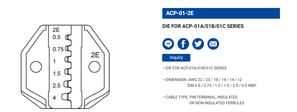 Hình ảnh 1 của mặt hàng Đầu bấm cosse LICOTA ACP-01-2E