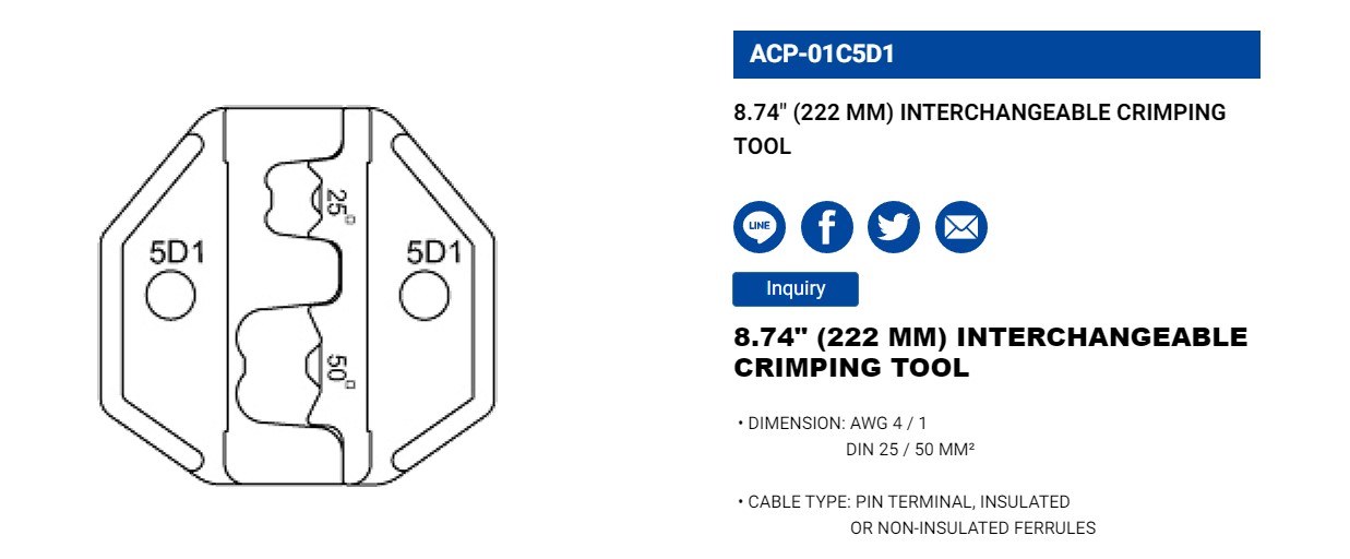 Hình ảnh 2 của mặt hàng Kìm bấm cosse 8.74" LICOTA ACP-01C5D1