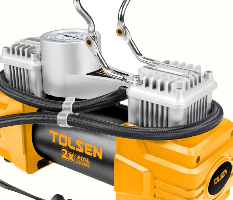 Hình ảnh 3 của mặt hàng Dụng cu kiểm tra hơi lốp xe ô tô 2 xi lanh 40L/min Tolsen 65516