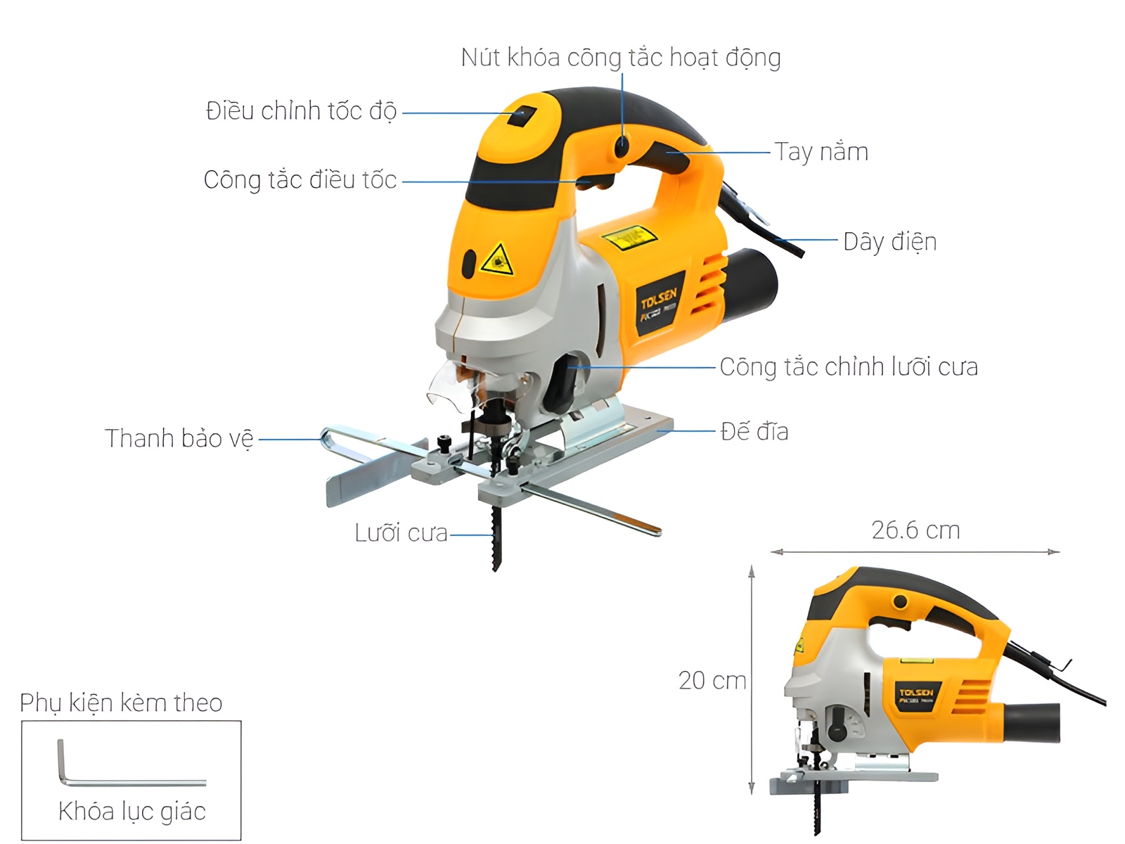 Hình ảnh 1 của mặt hàng Máy cưa lộng 800w TOLSEN 79551-BS