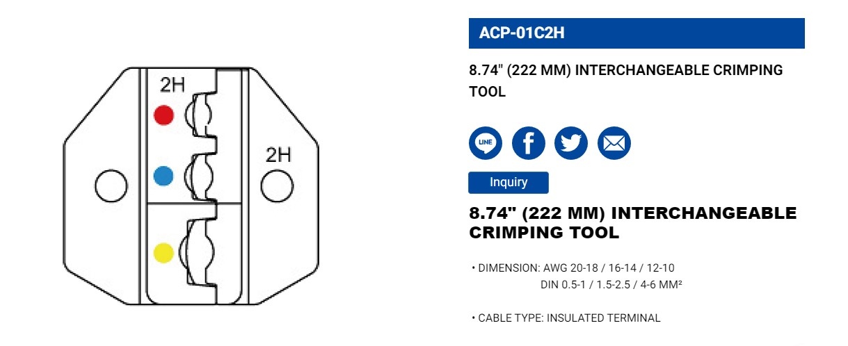 Hình ảnh 4 của mặt hàng Kìm bấm cosse 8.74" LICOTA ACP-01C2H