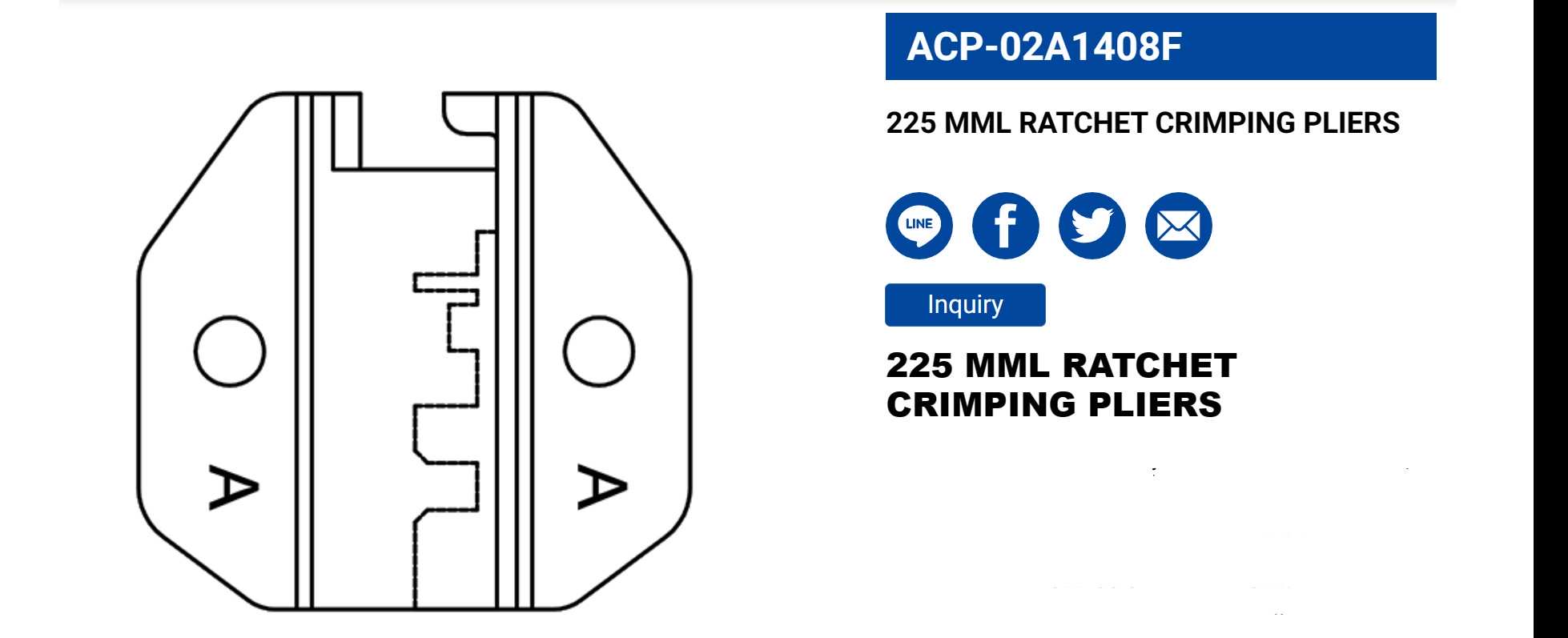 Hình ảnh 2 của mặt hàng Kìm bấm cosse 225mm LICOTA ACP-02A1408F