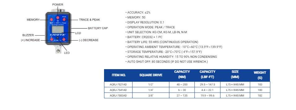 Hình ảnh 2 của mặt hàng Đồng hồ đo siết lực điện tử 3/8" (27-135Nm) LICOTA