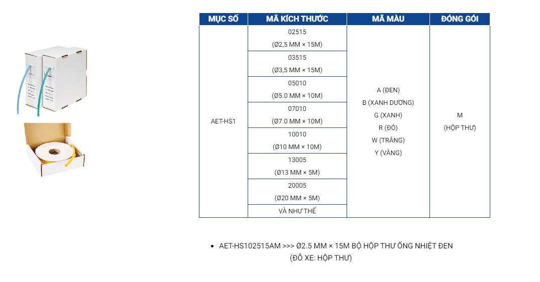 Hình ảnh 2 của mặt hàng Ống co nhiệt LICOTA AET-HS1M-SERIES