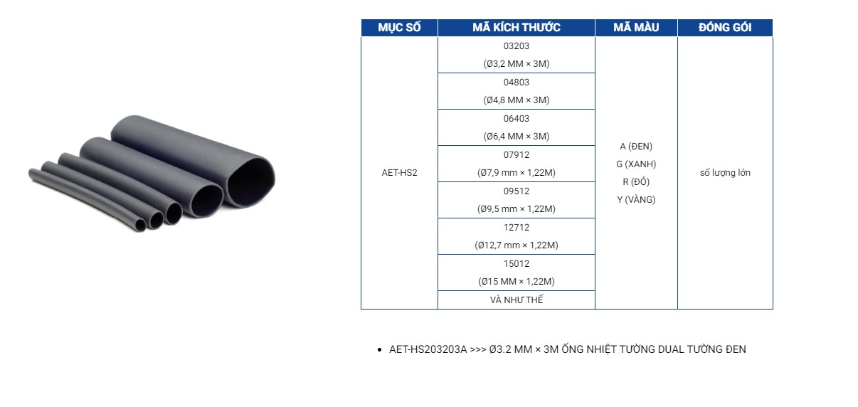 Hình ảnh 2 của mặt hàng Ống co nhiệt chống thấm LICOTA AET-HS2-SERIES